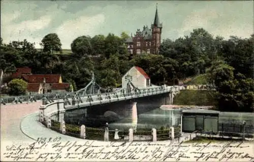 Ak Zwickau in Sachsen, Paradiesbrücke mit Ebertschlösschen