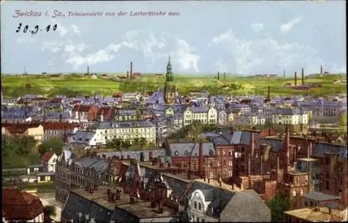 Ak Zwickau in Sachsen, Totalansicht, Blick von der Lutherkirche