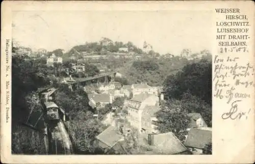 Ak Dresden Loschwitz, Weisser Hirsch, Drahtseilbahn