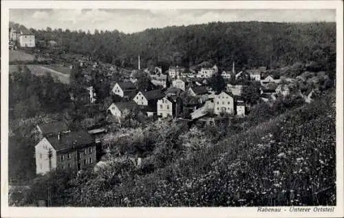 Ak Rabenau im Erzgebirge, Blick auf den unteren Ortsteil, Häuser, Wald