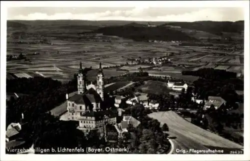 Ak Bad Staffelstein am Main Oberfranken, Schloss Banz, Fliegeraufnahme