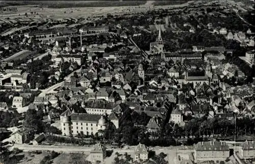 Ak Ettlingen Baden, Blick auf die Stadt von Süden aus, Fliegeraufnahme