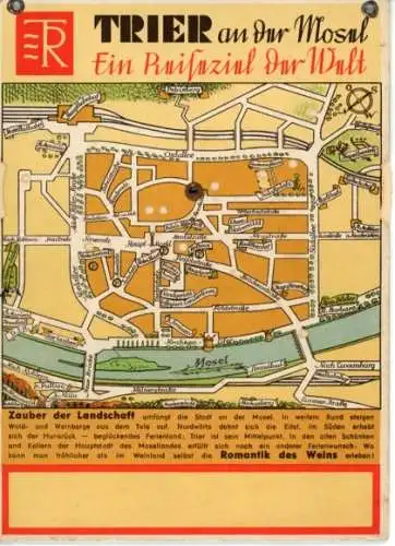 Mechanische Stadtplan Ak Trier in Rheinland Pfalz, Ein Reiseziel der Welt, Sehenswürdigkeiten