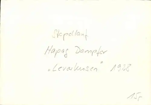 Foto Dampfer Leverkusen, HAPAG, Stapellauf 1928