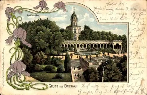 Passepartout Litho Wrocław Breslau Schlesien, Liebichshöhe