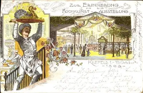 Litho Krefeld am Niederrhein, Kochkunst-Ausstellung 1.-10. Oktober 1898