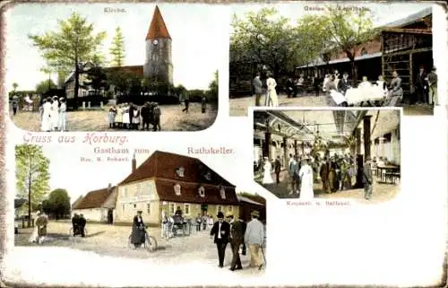 Ak Horburg Maßlau Leuna an der Saale, Gasthaus zum Ratskeller, Kirche