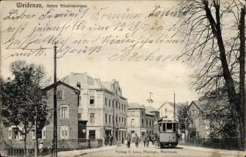 Ak Weidenau Siegen in Westfalen, Untere Friedrichstraße, Straßenbahn