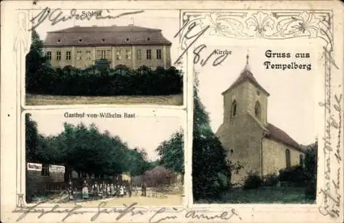 Ak Steinhöfel in Brandenburg, Tempelberg, Schloss Steinhöfel, Gasthof, Kirche