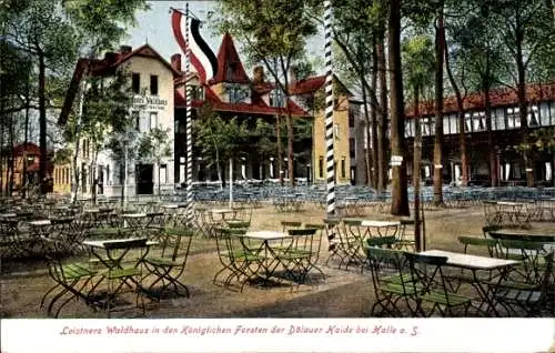 Ak Dölau Halle an der Saale, Terrassenpartie bei Leistners Waldhaus in den Forsten der Dölauer Haide