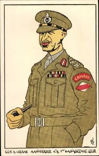 Künstler Ak Kanadischer General Henry Crerar, Karikatur