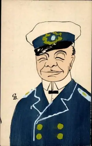 Künstler Ak Soldat in Uniform, Karikatur, Pickelhaube