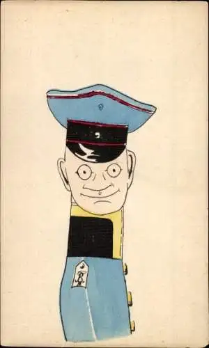 Ak Soldat in Uniform, Karikatur, Porträt