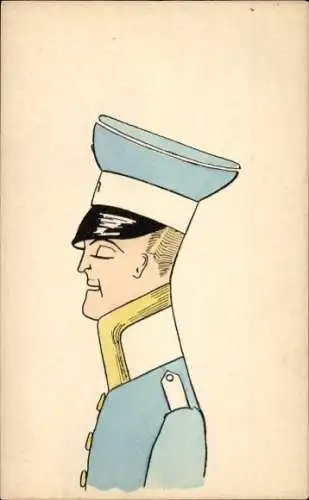 Ak Soldat in Uniform, Karikatur, Geschlossene Augen