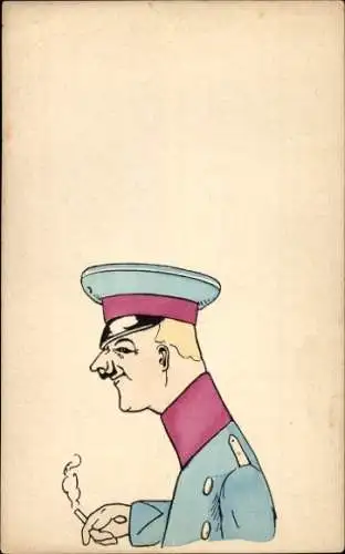 Ak Soldat in Uniform, Karikatur, Zigarette