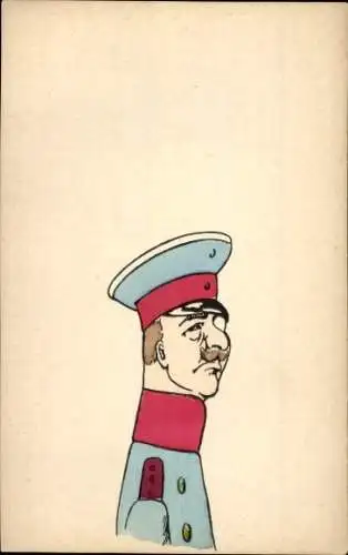 Ak Soldat in Uniform, Karikatur, Monokel