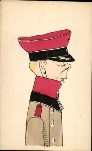 Ak Soldat in Uniform, Karikatur, Zigarette