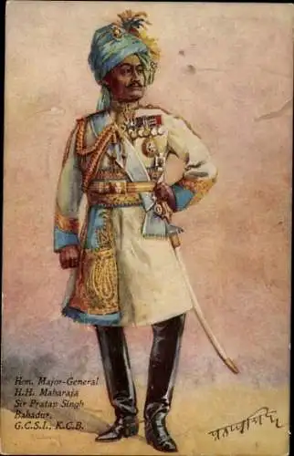 Künstler Ak Indian Armies, Major-General Maharaja, Sir Pratap Singh Bahadur