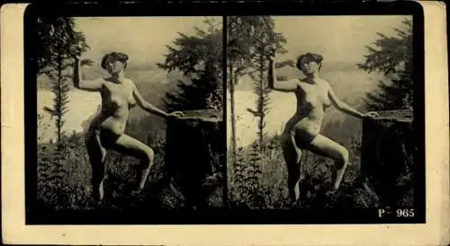 Stereo Foto Erotik, Frauenakt, in der Natur stehend