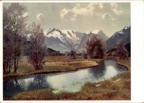 Künstler Ak Süßmayr, Josef, Vorfrühling an der Loisach