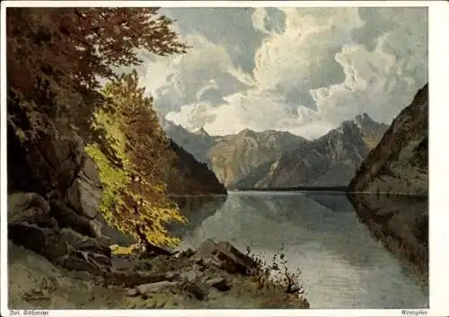 Künstler Ak Süßmayr, Josef, Königssee Schönau am Königssee Oberbayern, Panorama