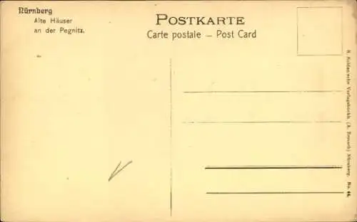 Ak Nürnberg in Mittelfranken, Alte Häuser an der Pegnitz