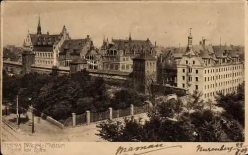 Ak Nürnberg in Mittelfranken, Germanisches National-Museum, Außenansicht von Osten