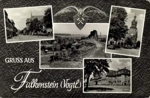 Ak Falkenstein Königstein im Taunus, Hauptstraße, Rathaus, Bahnhof, Lochstein