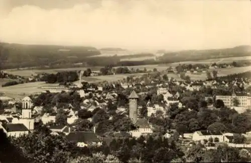 Ak Auerbach im Vogtland, Totalansicht, Blick vom Bendelstein