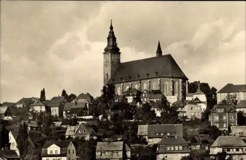 Ak Schneeberg im Erzgebirge, Teilansicht, Kirche