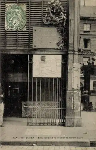 Ak Rouen Seine Maritime, Emp'neenient du bucher de Jeanne d'Arc