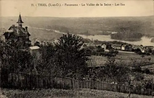 Ak Triel Yvelines, Panorama, La Vallee de la Seine, Les Iles