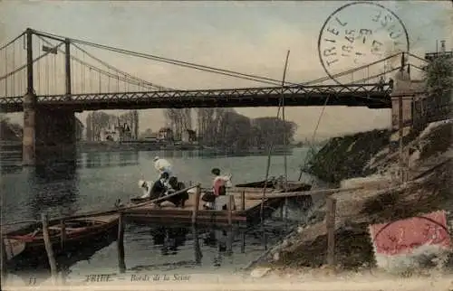 Ak Triel Yvelines, Bords de la Seine, Brücke