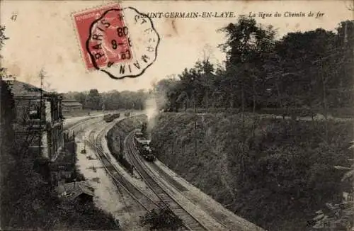 Ak Saint Germain en Laye Yvelines, Die Eisenbahnlinie