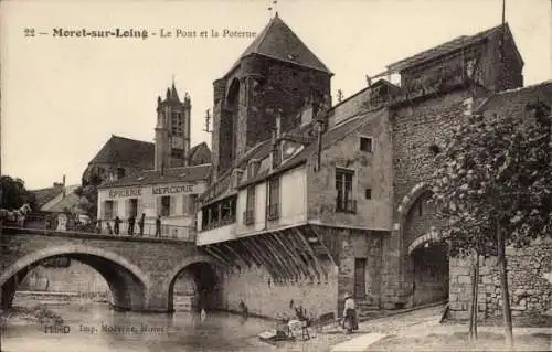 Ak Moret sur Loing Seine et Marne, Pont, Poterne