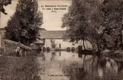 Ak Souppes sur Loing Seine et Marne, Le Loing a Beau-Moulin