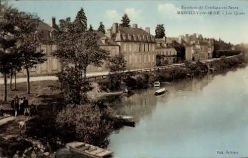 Ak Marcilly sur Seine Marne, Les Quais