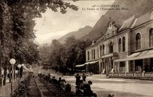 Ak Cauterets Hautes Pyrénées, Le Casino und l'Esplanade des Oeufs