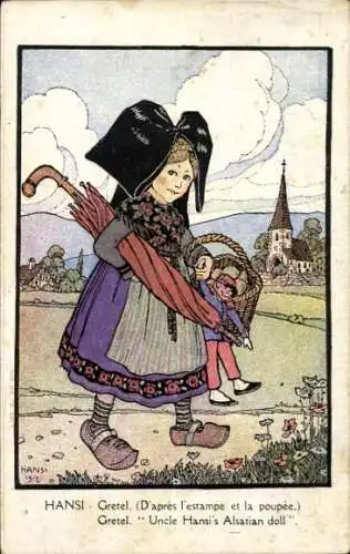 Künstler Ak Hansi, Jean Jacques Waltz, Gretel, Elsässerin in Tracht