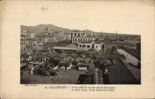 Ak Saloniki Thessaloniki Griechenland, Stadt von der Salamine Straße gesehen