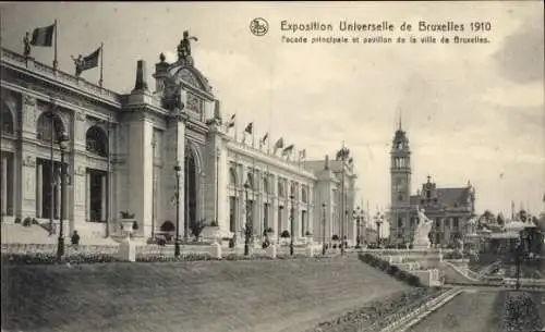 Ak Brüssel Brüssel, Ausstellung 1910, Hauptfassade, Pavillon der Stadt Brüssel