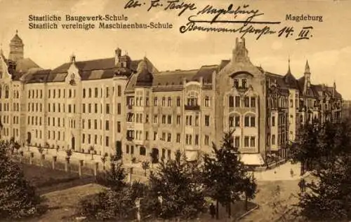 Ak Magdeburg an der Elbe, Staatliche Bauwerkschule, Staatlich vereinigte Maschinenbauschule