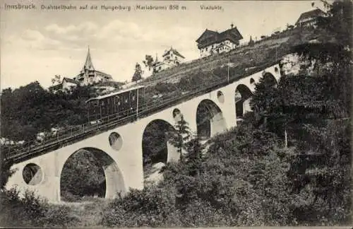 Ak Innsbruck in Tirol, Drahtseilbahn auf die Hungerburg, Viadukt