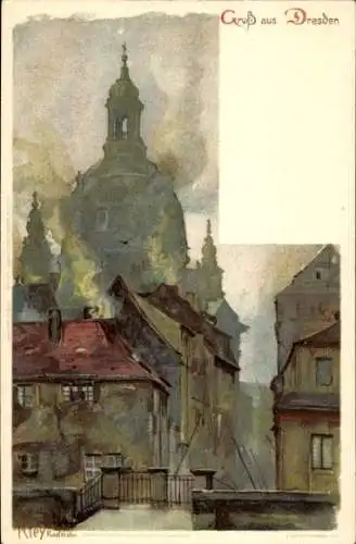 Künstler Litho Kley, Heinrich, Dresden Altstadt, Frauenkirche