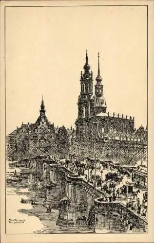 Künstler Ak Dresden Altstadt, Panorama