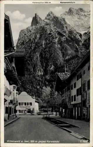 Ak Mittenwald in Oberbayern, Teilansicht, Karwendel