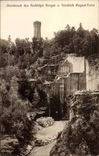 Ak Rochlitz an der Mulde, Steinbruch, Friedrich August Turm, Wald