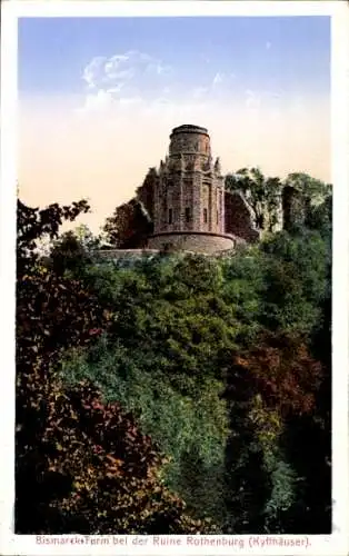 Ak Steinthaleben Kyffhäuserland in Thüringen, Rothenburg, Bismarck-Turm, Hotel Ruine Rothenburg