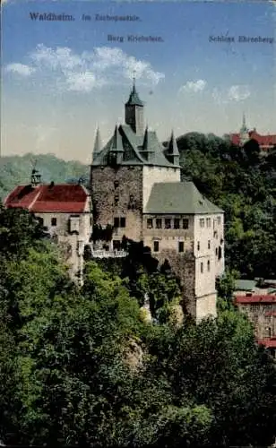 Ak Waldheim in Sachsen, Burg Kriebstein, Zschopautal, Schloss Ehrenberg