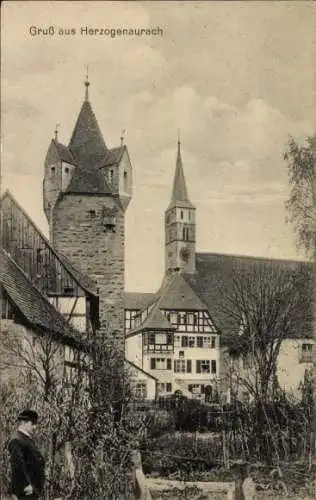 Ak Herzogenaurach in Mittelfranken, Teilansicht, Kirchturm